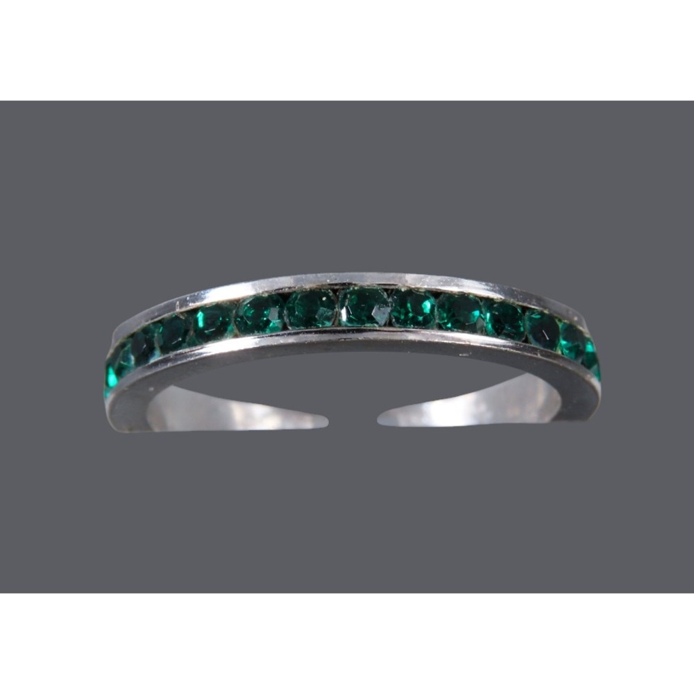 ESPO Joseph Esposito STERLING SILVER BAND RING Dark Green Stones Eternity SZ 7